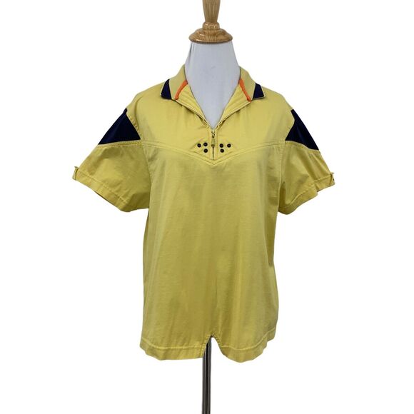 Jamie Sadock Golf Shirt Womens L Large Yellow Colorblock Boxy Short Sleeve - Picture 1 of 14